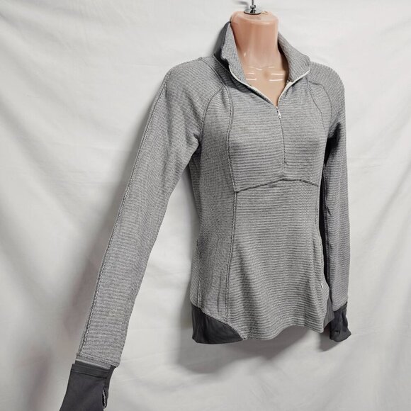 Lululemon Define 1/4 Zip Jacket Women Size 4 Gray Striped - Picture 5 of 14